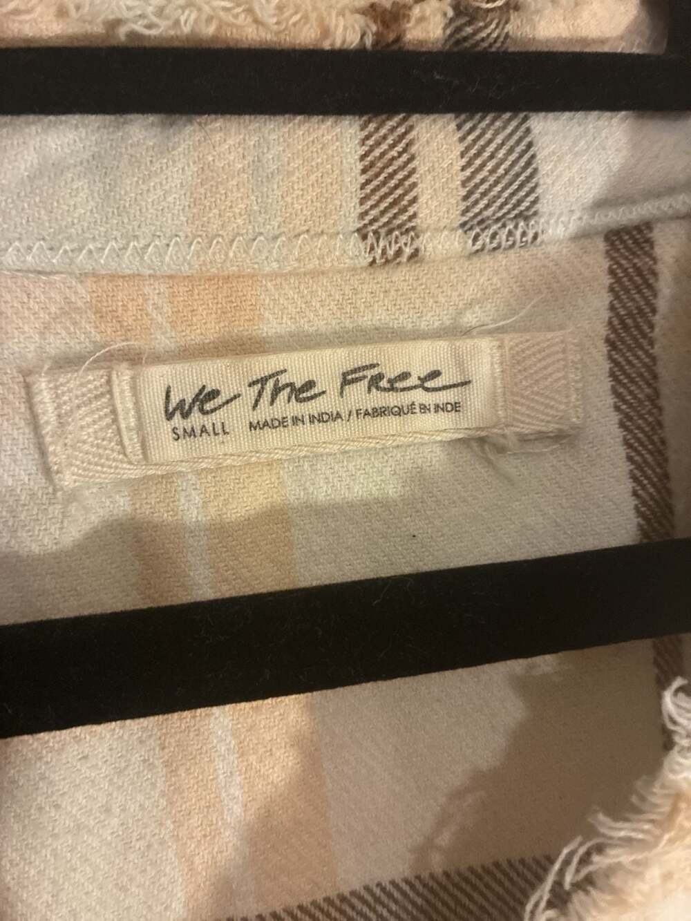 We The Free Plaid Button Down Shirt with Raw Edge Detail